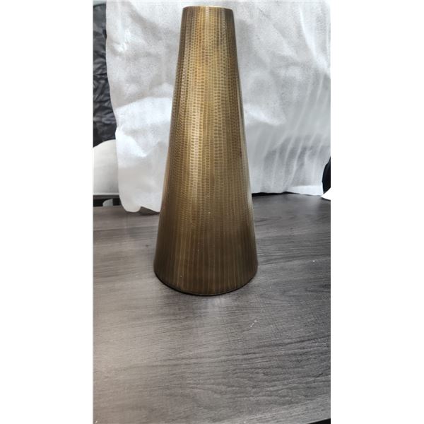 Brassy vase 14"H x 2"D by Torry Tagus