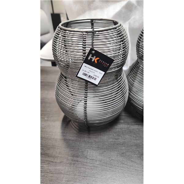 Wire hurricane lantern 8"H 7"D by Torry Tagus