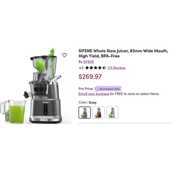 Whole Slow Juicer Grey - Retail $269