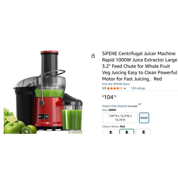 Centrifugal Juicer Red 800W