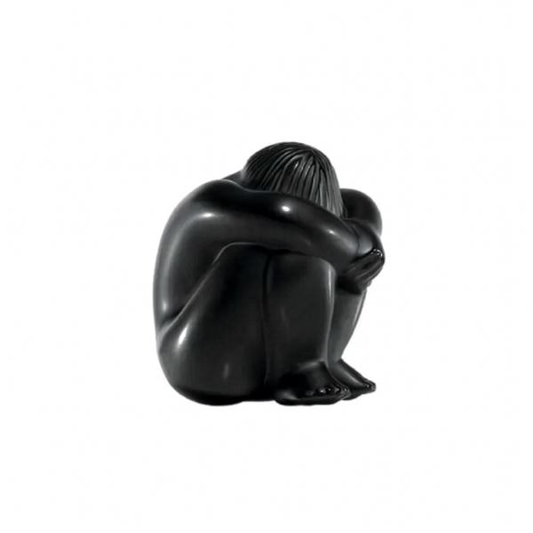 Lalique Nude Black Crystal Figurine, Nahbi Meditating, Sealed Box