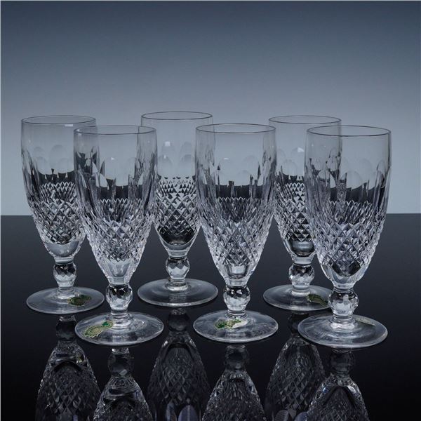 6pc Waterford Colleen Cut Crystal Champagne Flutes