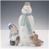 Image 1 : Nao by Lladro Porcelain Figurine Snowman with Child and Dog 1438