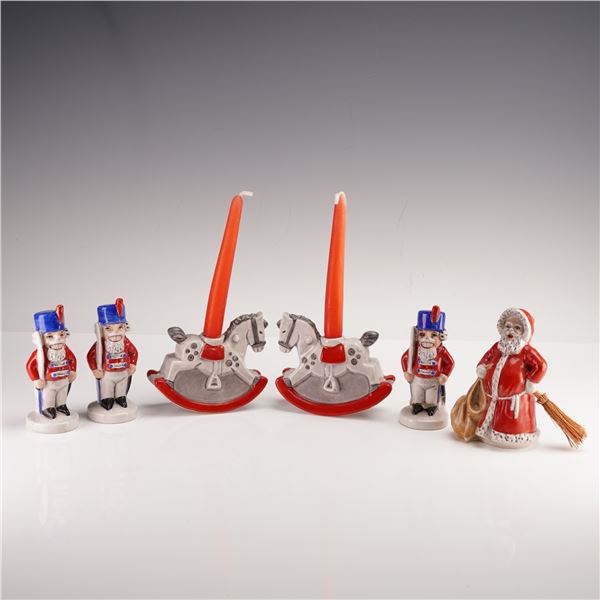6pc Goebel Hummel Christmas Decorations, Candlesticks & Figurines