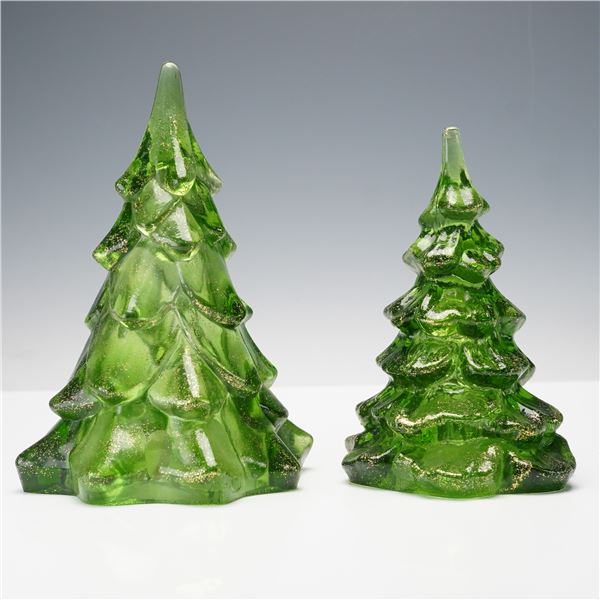 2pc Fenton Glass Christmas Trees