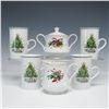Image 1 : 6pc Salem Porcelain China Christmas Eve Creamer, Sugar, and Mug Set