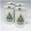 Image 3 : 6pc Salem Porcelain China Christmas Eve Creamer, Sugar, and Mug Set