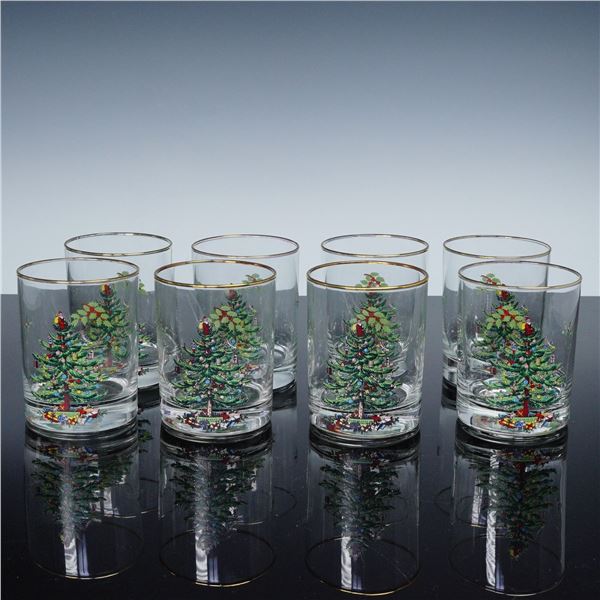 8pc Spode Old Fashioned Christmas Tree Glasses