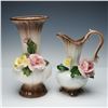 Image 1 : 2pc Nuova Capodimonte Vintage Floral Pitcher & Vase