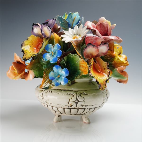 Capodimonte Porcelain Floral Centerpiece Sculpture