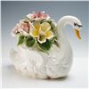 Image 1 : Capodimonte Porcelain Swan with Flowers Sculpture