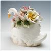 Image 2 : Capodimonte Porcelain Swan with Flowers Sculpture