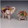 Image 1 : 2pc Capodimonte Porcelain Elephant Floral Figurines