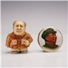 2pc Mao Zedong Harmony Kingdom Pot Belly Figurine & Chairman Mao Badge