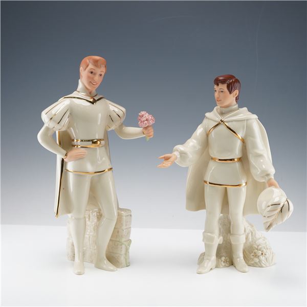 2pc Lenox Porcelain Disney Prince Figurines, The Prince and Prince Phillip