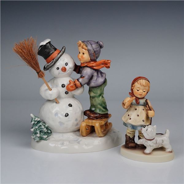 2pc Goebel Hummel Porcelain Figurines, Making New Friends & Christmas Treat