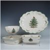 Image 1 : 4pc Spode Porcelain Christmas Tree Serving Dishes, Bowls & Platter