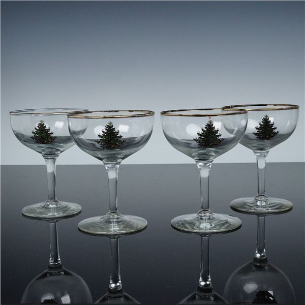 4pc Cuthbertson Sherbet Glasses, Christmas Tree