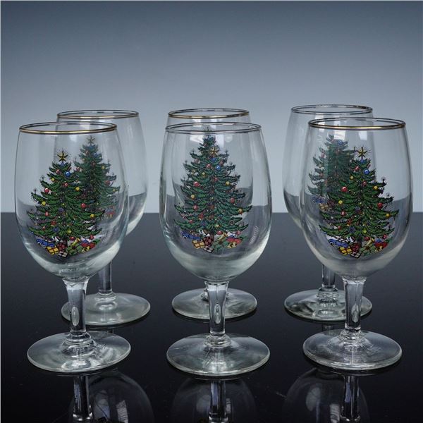 6pc Cuthbertson Wine Glasses, Christmas Tree