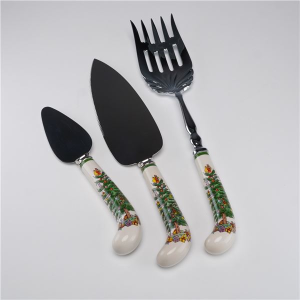 3pc Spode Christmas Tree Serving Utensils