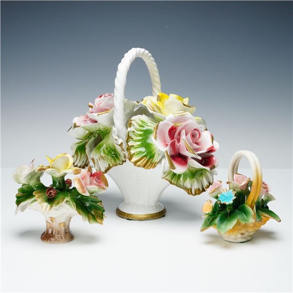 3pc Capodimonte Porcelain Floral Baskets