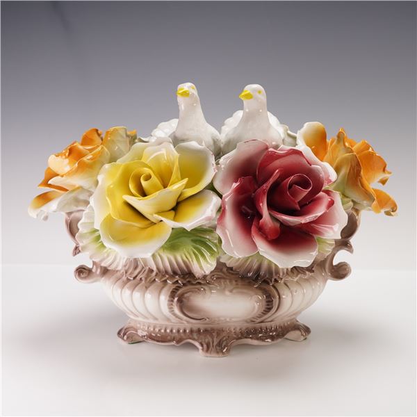 Capodimonte Figurine, Basket of Doves & Roses