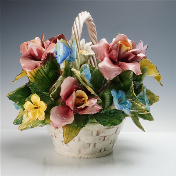 Capodimonte Porcelain Floral Basket Sculpture