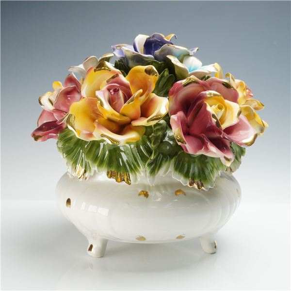 Capodimonte Porcelain Floral Centerpiece Sculpture