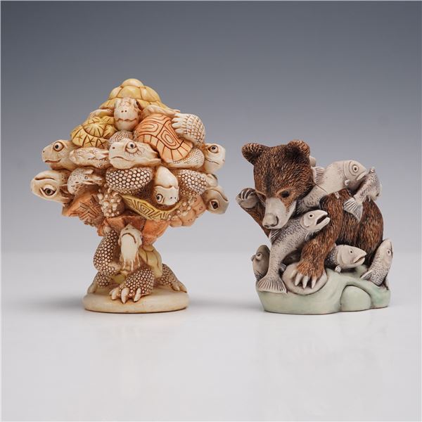 2pc Harmony Kingdom Treasure Boxes, Weight of the World and Sushi Bar