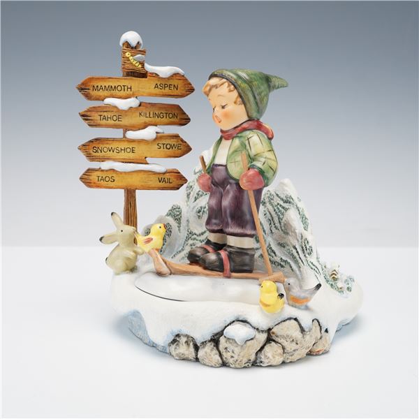 2pc Goebel Hummel Figurine & Hummelscape, Winter Adventure & Slalom Slopes