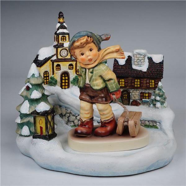 2pc Goebel Hummel Home for the Holidays Music Base + Winter Sleigh Figurine