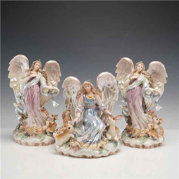 3pc Fitz and Floyd Classics Angel Figural Candleholders