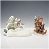 Image 4 : 2pc Goebel Hummel Figurine and Hummelscape, Christmas Frolic