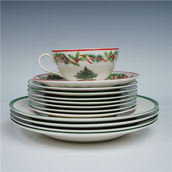 13pc Spode Christmas Tree Dinner and Salad Set with Cup and Saucer