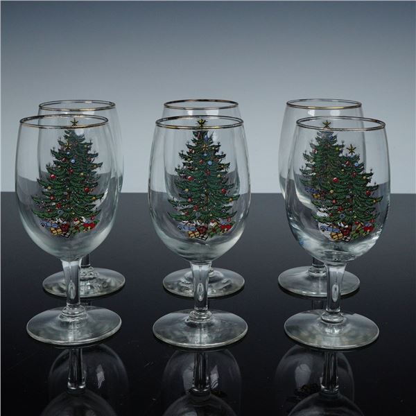 6pc Cuthbertson Wine Glasses, Christmas Tree