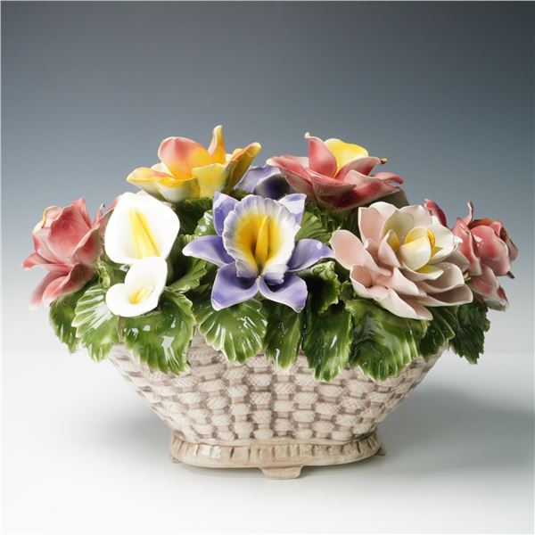 Capodimonte Porcelain Floral Basket Sculpture