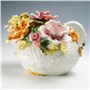 Image 1 : Capodimonte Porcelain Swan with Flowers Sculpture