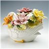 Image 2 : Capodimonte Porcelain Swan with Flowers Sculpture