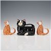 Image 1 : 3pc Vintage Takashi Jar and Fine Bone China Figurines, Black and Tabby Cats