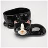 Image 3 : 3pc Vintage Takashi Jar and Fine Bone China Figurines, Black and Tabby Cats