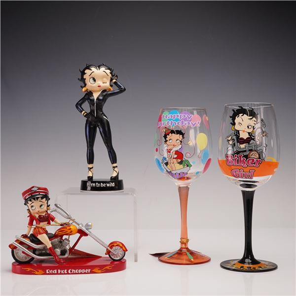 4pc Westland Giftware Betty Bop Collectibles, Wine Glasses & Figurines