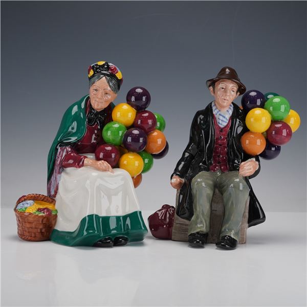 2pc Royal Doulton Figurines, The Old Ballon Seller & Balloon Man