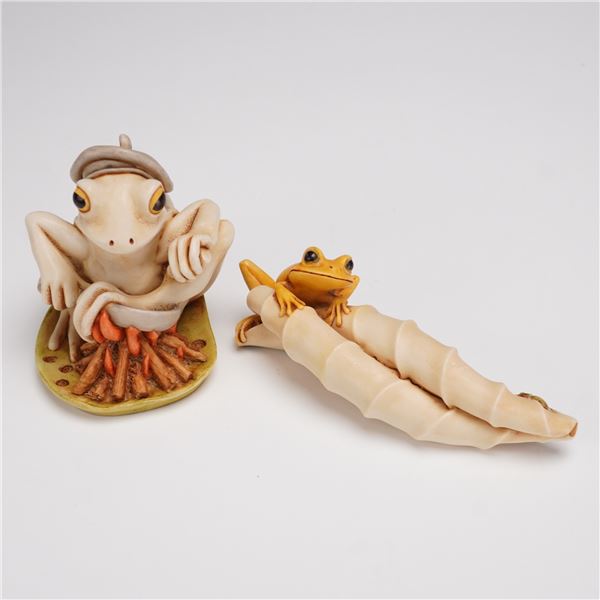 2pc Harmony Kingdom, Adam Binder Treasure Frogs, Bon Appetit & Pond Hopper