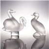 Image 1 : 2pc Lalique Crystal Paperweight Two Swans and Happy Duck Figurine