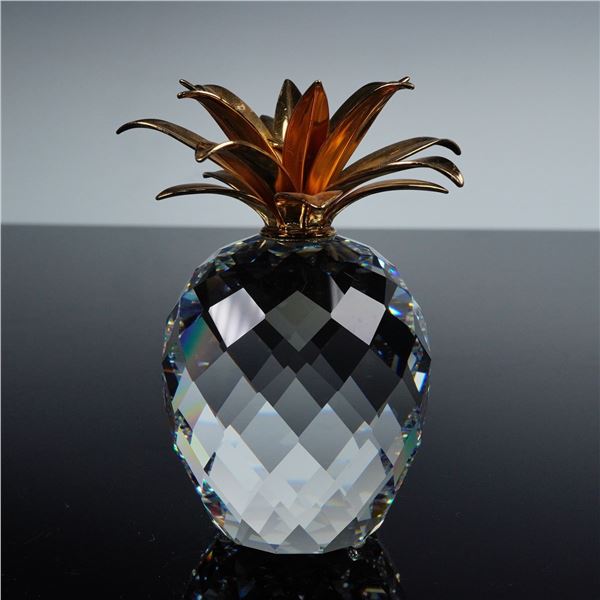 Swarovski Silver Crystal Figurine, Large Pineapple with Smooth Leaves