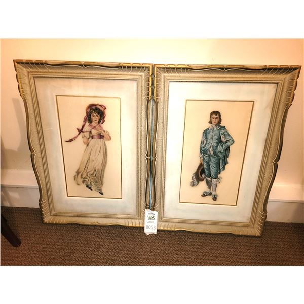 Framed Pinky & Blueboy Petit Point B