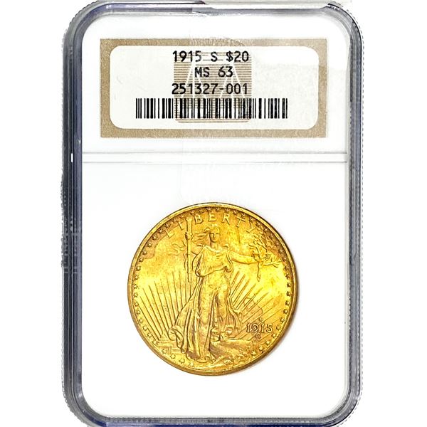 1915-S $20 Gold Double Eagle NGC MS63