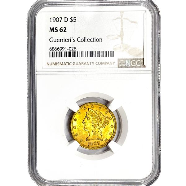 1907-D $5 Gold Half Eagle NGC MS62