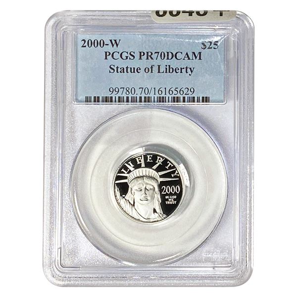 2000-W $25 Platnium Satue of Liberty 1/4 oz PCGS PR70 DCAM