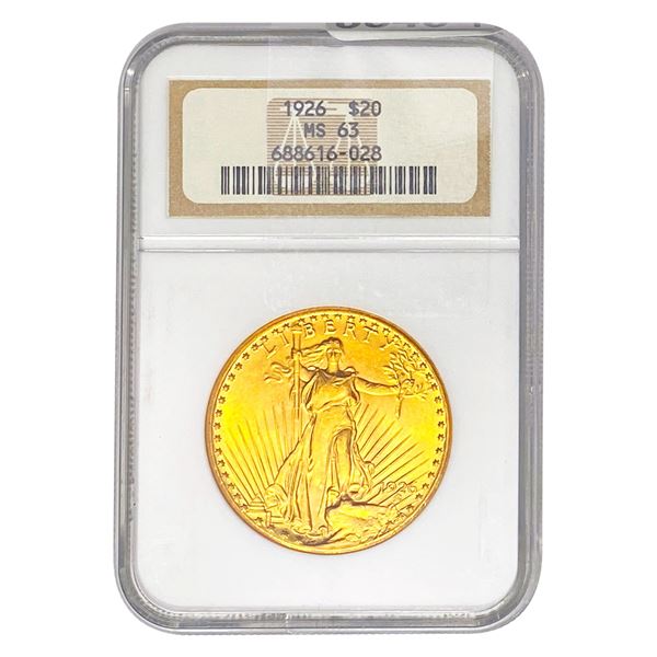 1926 $20 Gold Double Eagle NGC MS63